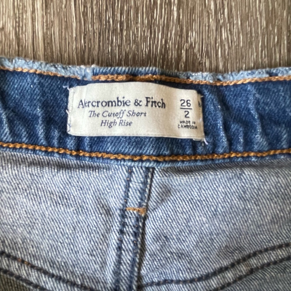 Abercrombie & Fitch Blue Jean Shorts Distressed Frayed Hem - Picture 2 of 7